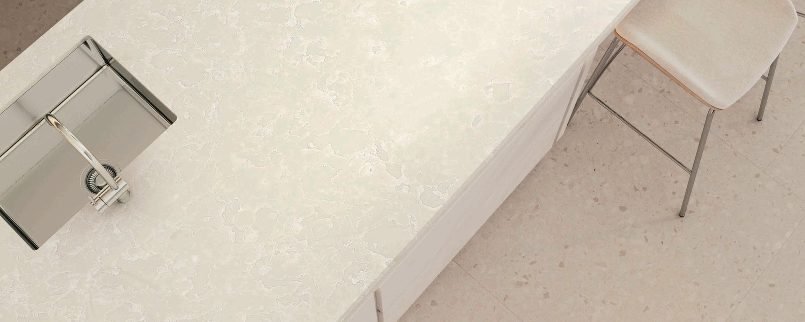 Perla Grey quartz worktops in a kitchen