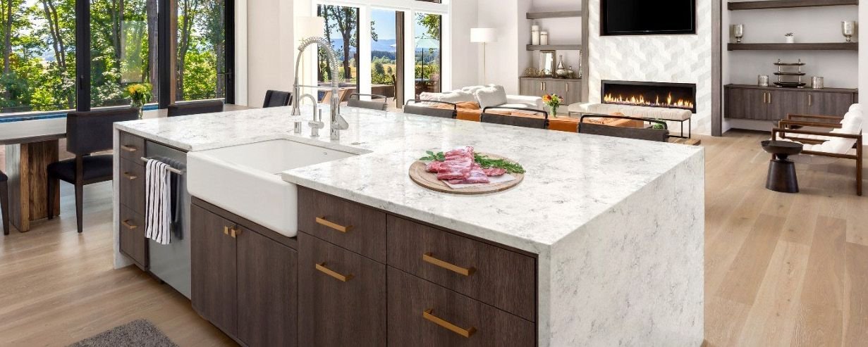 Pisa quartz worktops in a kitchen