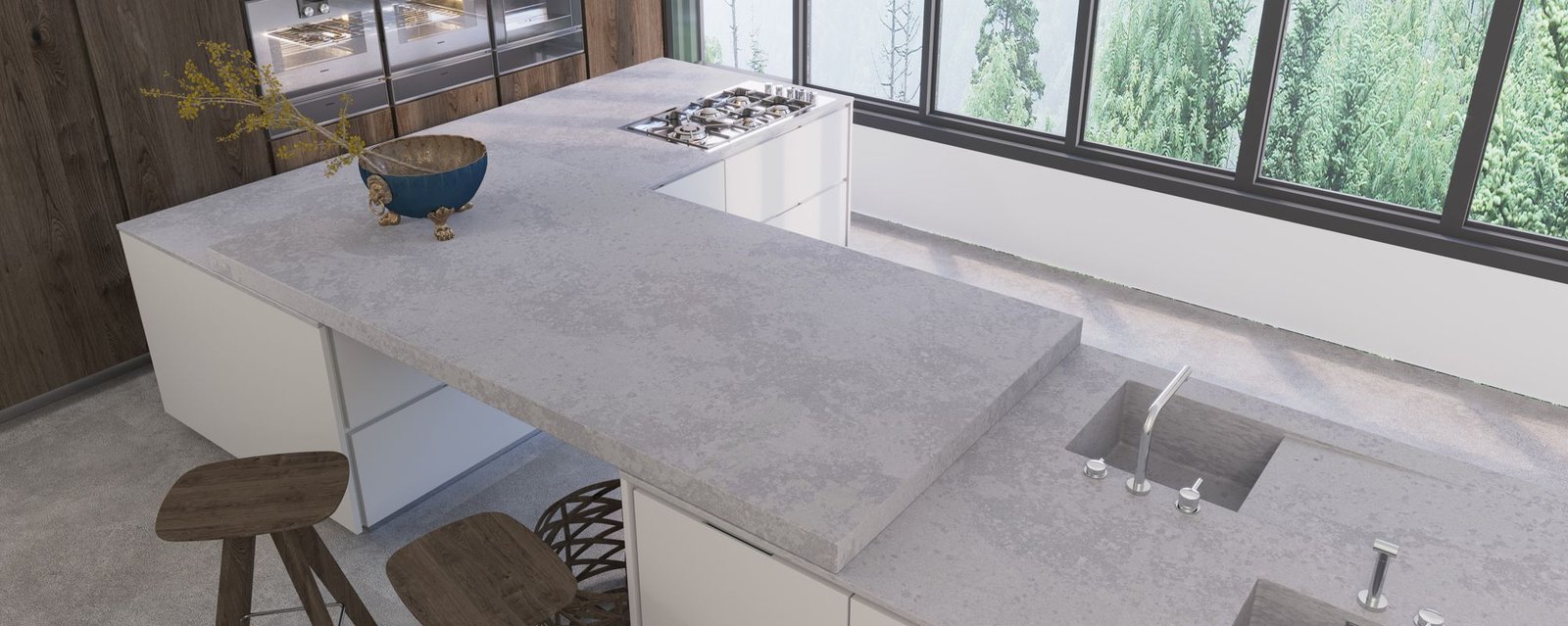 London Grey quartz worktops in a kitchen