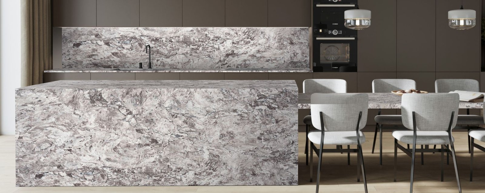 Four Seasons quartz worktops in a kitchen