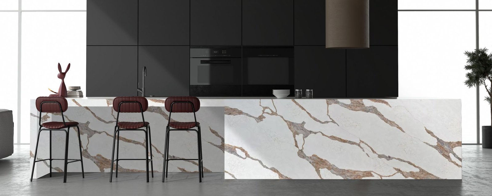 Desert Gold quartz worktops in a kitchen