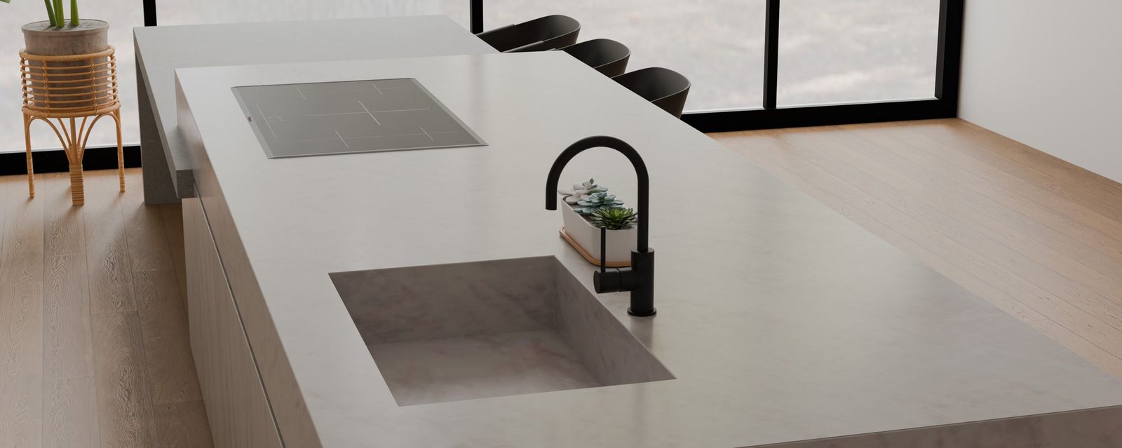 Taj Mahal quartz worktops in a kitchen