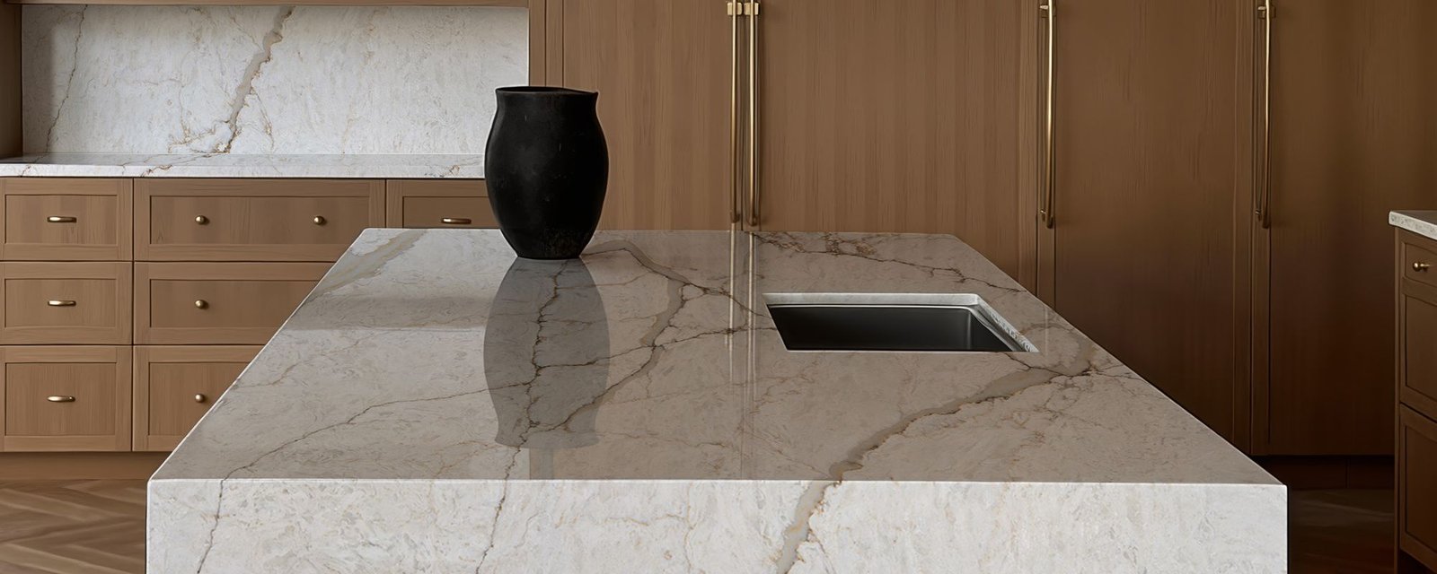 Laos quartz worktops in a kitchen