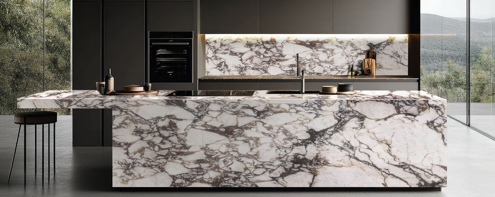Full-height quartz splashback